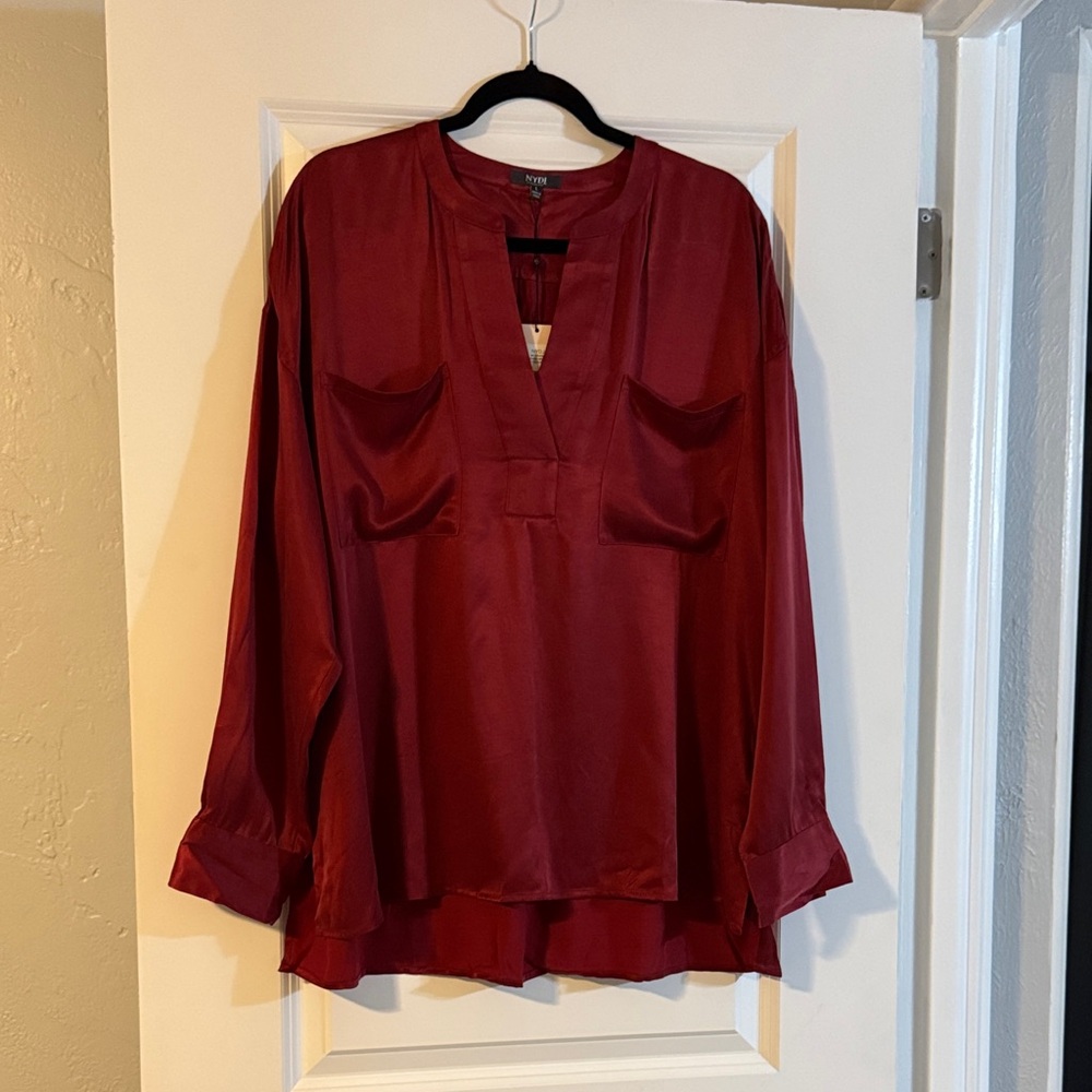 NYDJ Woven Henley Boysenberry L